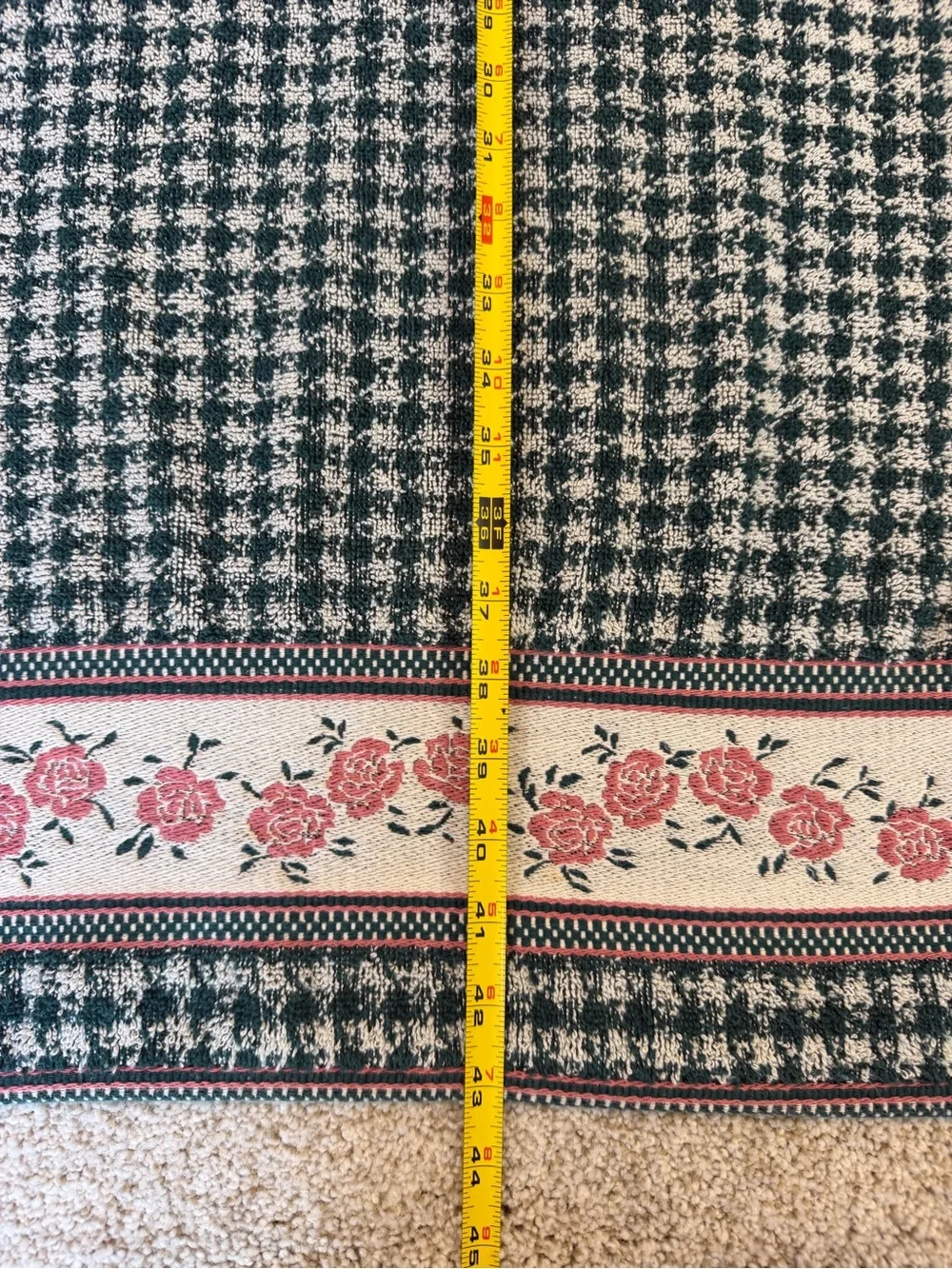 Vintage Priority by Santens 3 Pc Towel Set Rose Floral Houndstooth 80’s